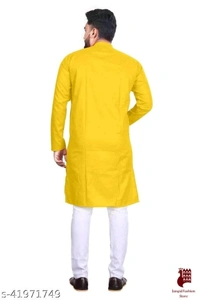 Designer Men Kurta Sets - 1, XXL, Cotton, White,Yellow, Stitched, FREE