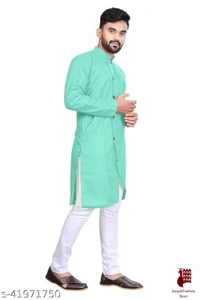 Fashionable Men Kurta Sets - 1, XL, Cotton, White,Aqua Blue, Stitched, FREE