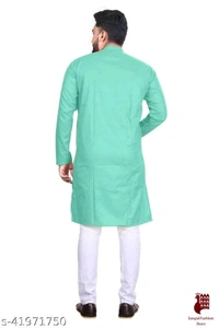 Fashionable Men Kurta Sets - 1, XL, Cotton, White,Aqua Blue, Stitched, FREE