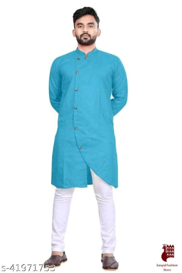 Fashionable Men Kurta Sets - 1, XL, Cotton, White,Blue, Stitched, FREE