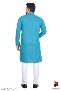 Fashionable Men Kurta Sets - 1, XL, Cotton, White,Blue, Stitched, FREE