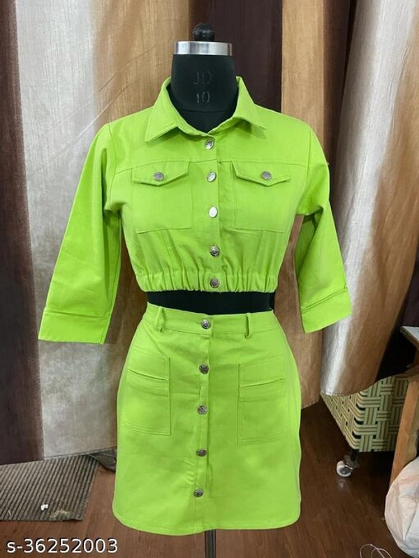 Trendy Skirt And Top (Neon)  - XL