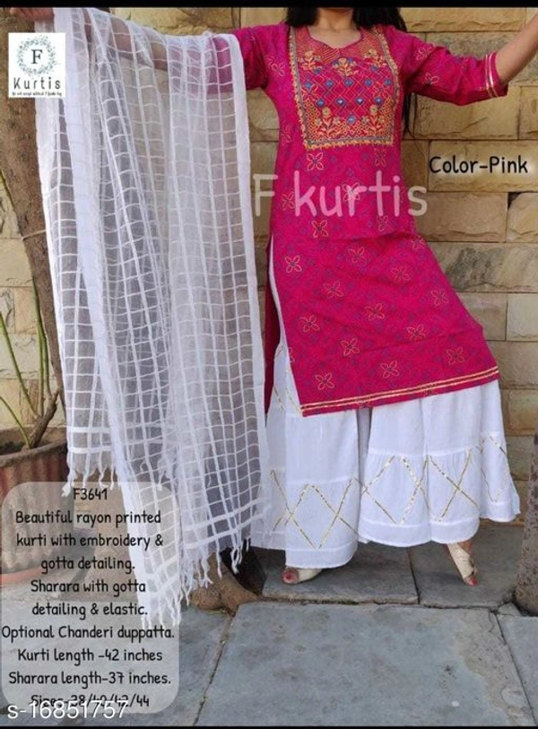 Kurti , Plazzo And Dupatta Set  - XL
