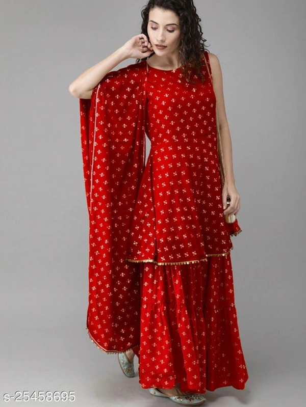 Rayon Sharara, Kurti And Dupatta - XXL