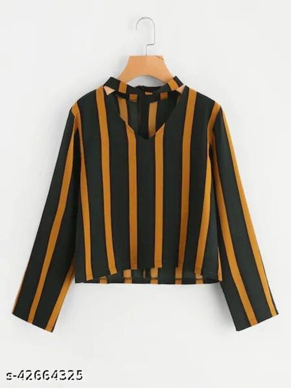 Musturd And Dark Green Casual Top - S