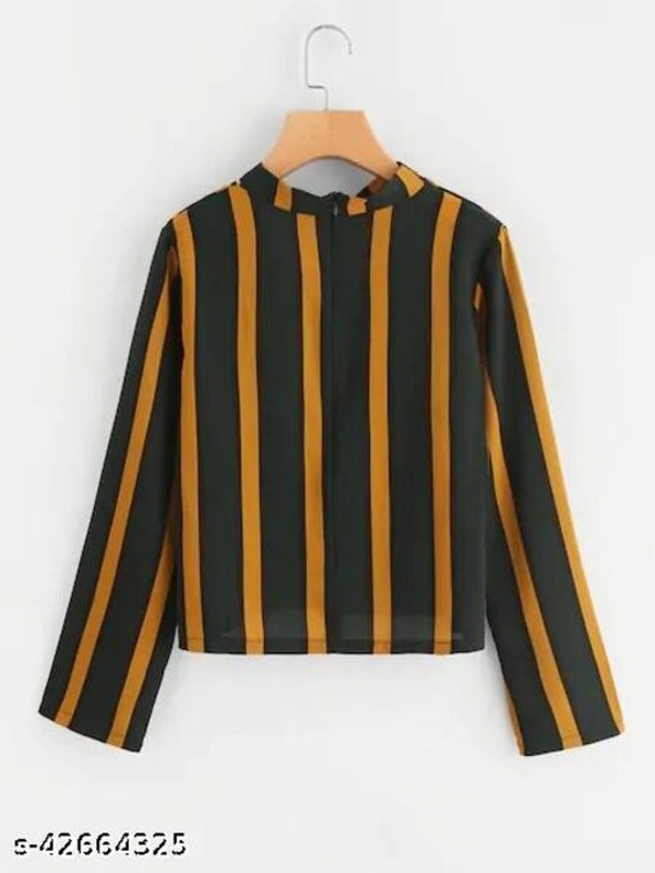Musturd And Dark Green Casual Top - S