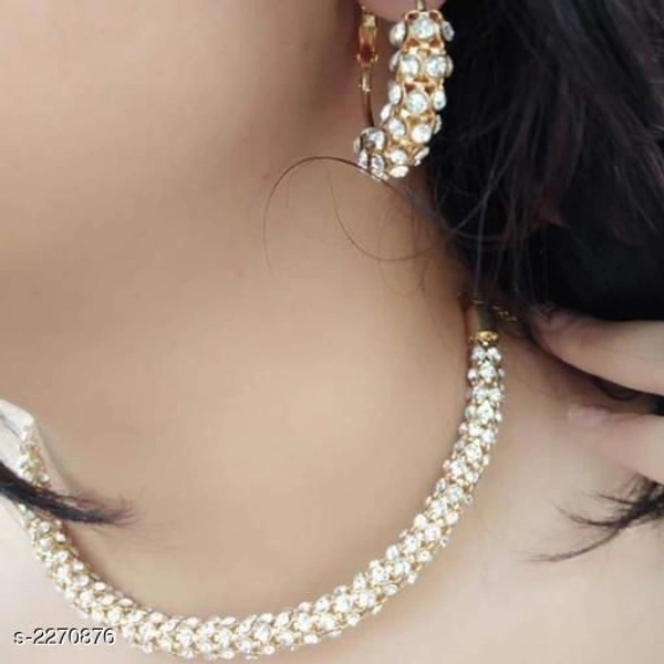 Good Plated Diamond Necklace Set With Earrings