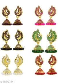 Pack Of 6 Peacock Earrings