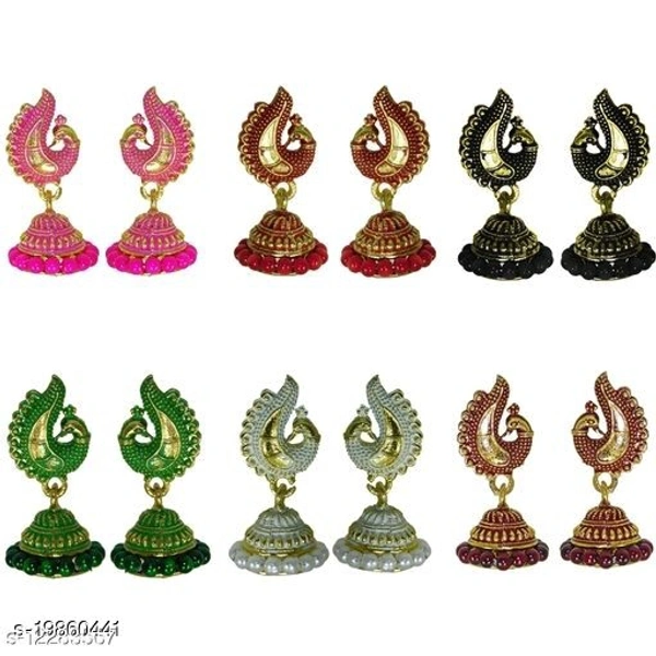 Pack Of 6 Peacock Earrings