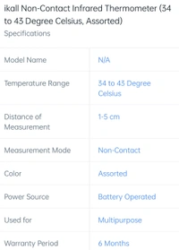 I Kall Non Contact Infrared Thermometer ( 34 to 43 Degree Celsius )