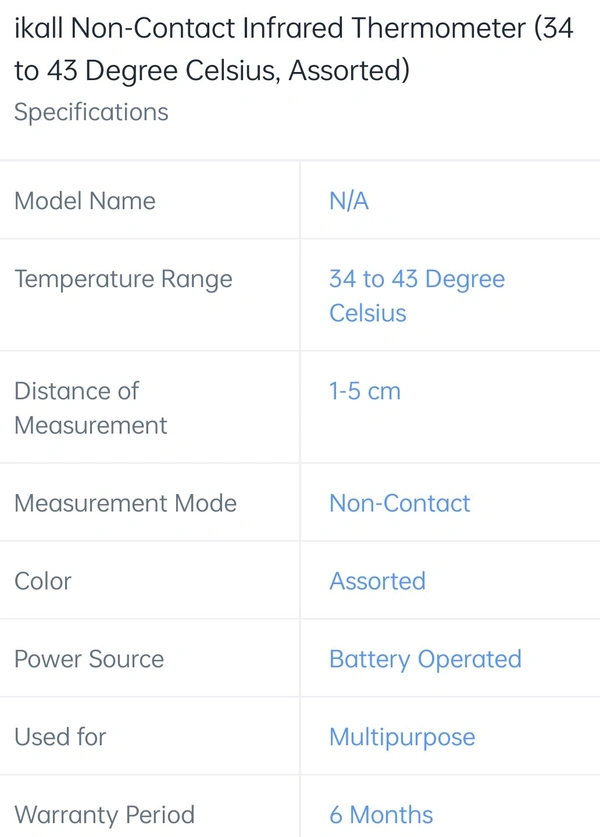 I Kall Non Contact Infrared Thermometer ( 34 to 43 Degree Celsius )