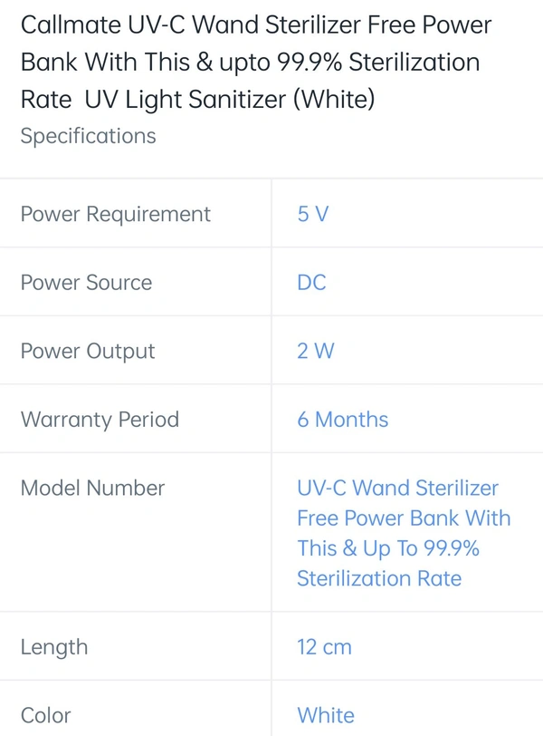 Callmate UV C Wand Sterilizer