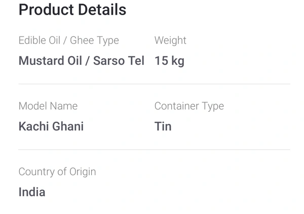 Fortune Kachi Ghani Mustard Oil / Sarso Tel 15 L