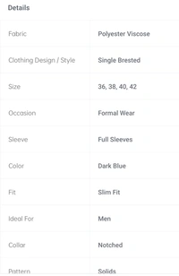 Luxrio Formal Wear Polyester Viscose Single Breasted For Men - navy