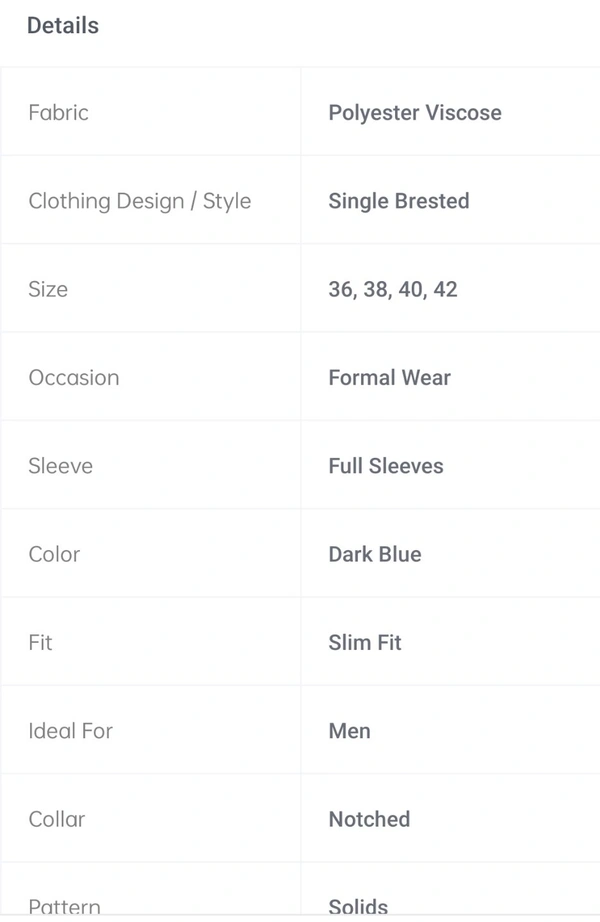 Luxrio Formal Wear Polyester Viscose Single Breasted For Men - navy