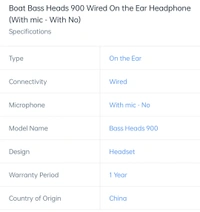 Boat Bass Heads 900 Wired On The Ear Headphones .