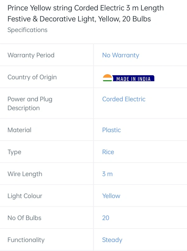 Prince Yellow String Corded Electric 3m - 3m
