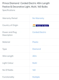 Prince Diamond Corded Electric 40m 160 Bulbs - 40m