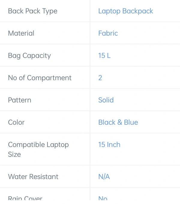 Hp 15inch Laptop Backpack (Black&Blue) 15L - 15L