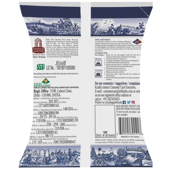 India gate Super Rozzana Basmati Rice 1 kg