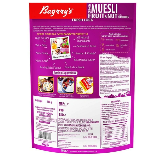 Bagrry's Fruit & Nut Crunchy Muesli With Cranberries 750 g