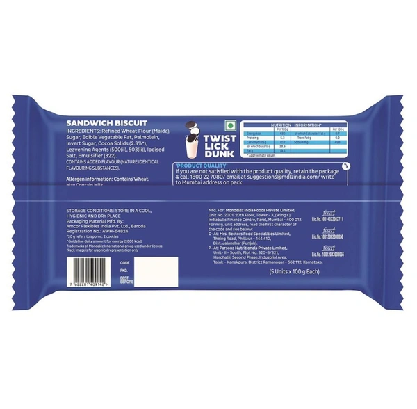 Cadbury Oreo Original Vanilla Creme Cookies Jumbo Pack 500 g