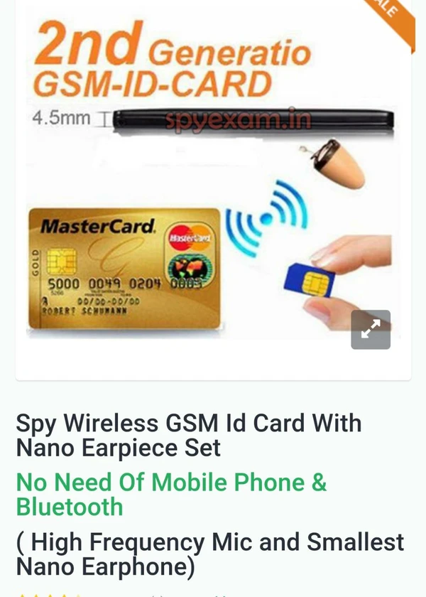 Spy Deals Spy GSM Master Card  Earpiece - Black, Gsm master card earpiece charger, working on network, Buyer will be Responsible