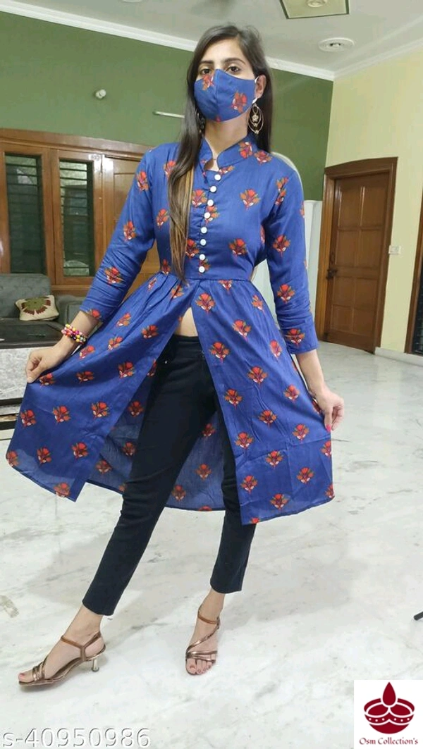 Front Split open Kurta - S (Bust Size: 36 in, Length Size: 45 in) XL (Bust Size: 42 in, Length Size: 45 in) L (Bust Size: 40 