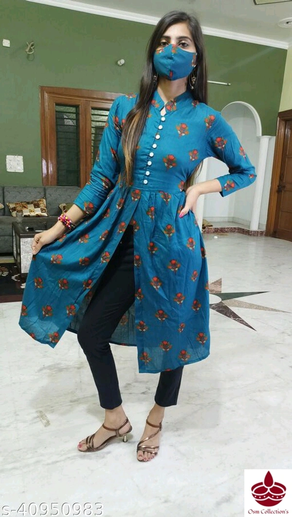 Front Split open Kurta - S (Bust Size: 36 in, Length Size: 45 in) XL (Bust Size: 42 in, Length Size: 45 in) L (Bust Size: 40 
