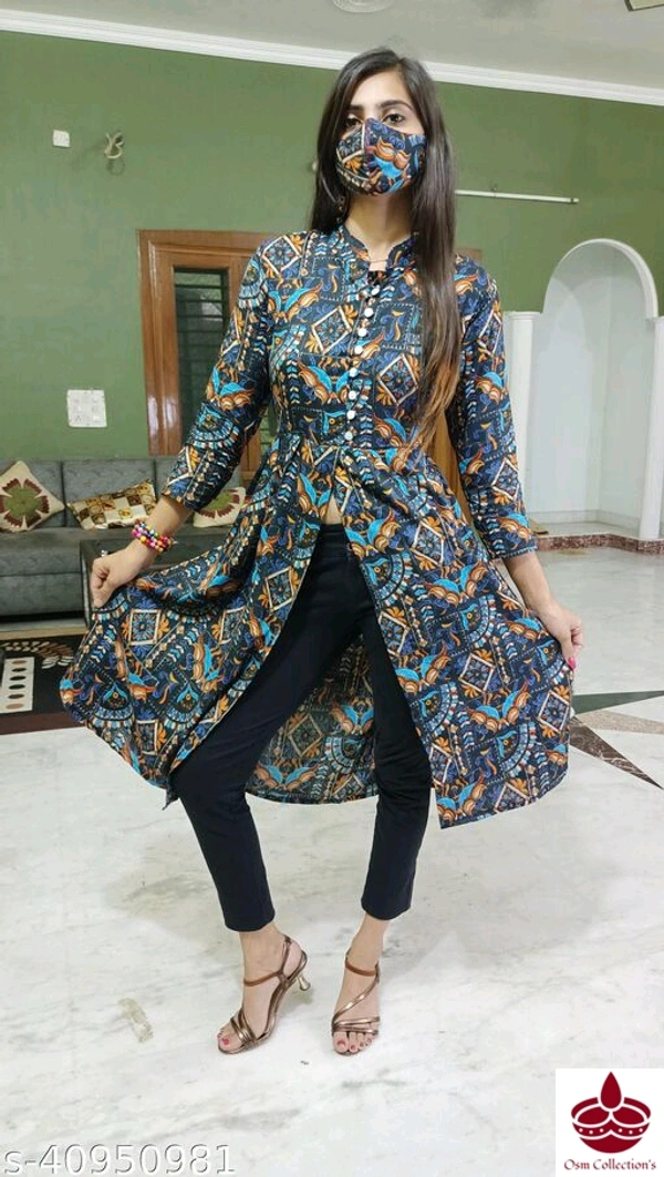 Front Split open Kurta - S (Bust Size: 36 in, Length Size: 45 in) XL (Bust Size: 42 in, Length Size: 45 in) L (Bust Size: 40 