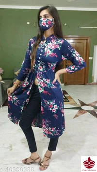 Front Split open Kurta - S (Bust Size: 36 in, Length Size: 45 in) XL (Bust Size: 42 in, Length Size: 45 in) L (Bust Size: 40 
