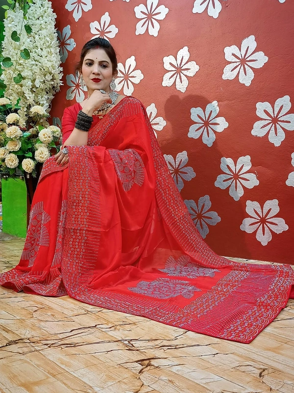 Stone Work Saree