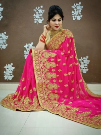 Stone And Emrodery Work Saree