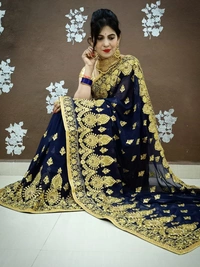 Stone And Emrodery Work Saree