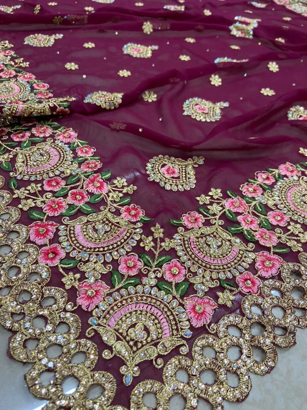 Stone Work Saree With Beautiful Design