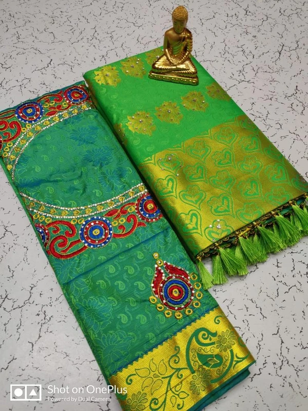 Bridal Stone And Tessel Work Saree