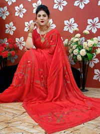 Stone And Pompom Saree