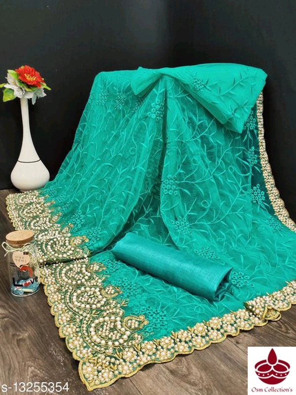 Net Hwevy Work Saree