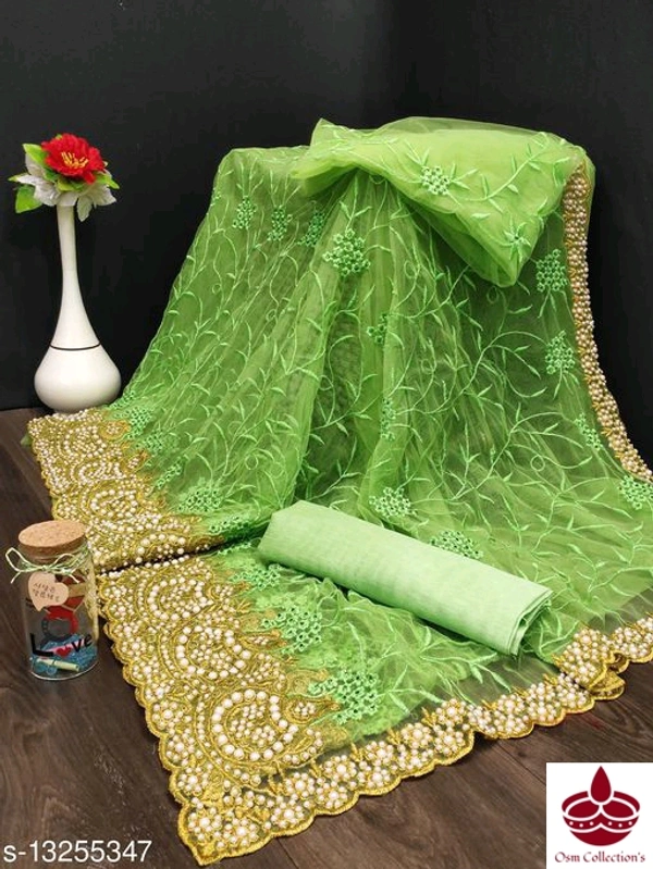 Net Hwevy Work Saree