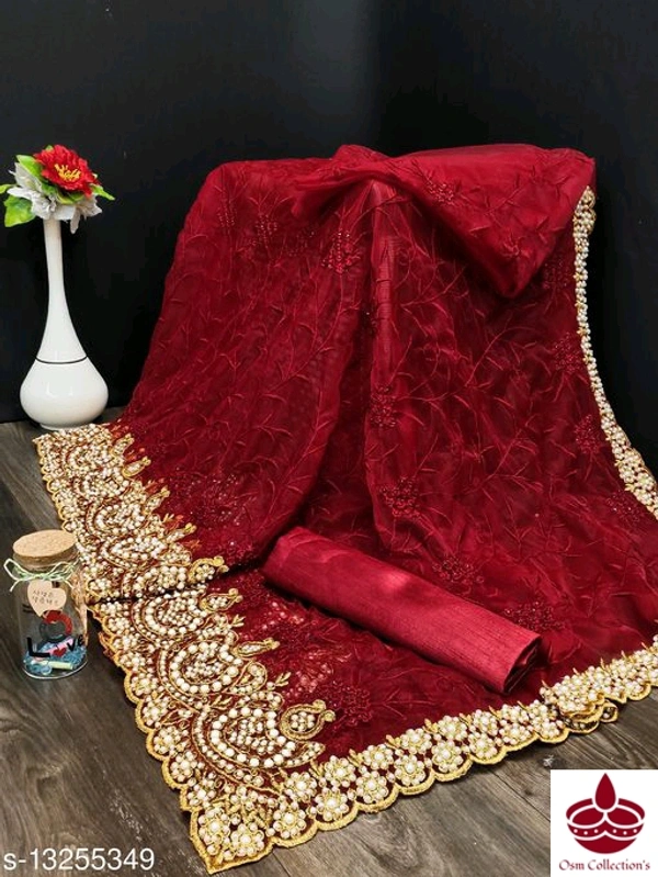 Net Hwevy Work Saree