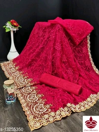 Net Hwevy Work Saree