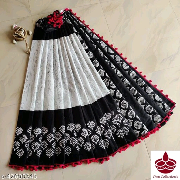 Cotton Saree With Pompom