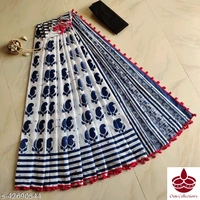 Cotton Saree With Pompom