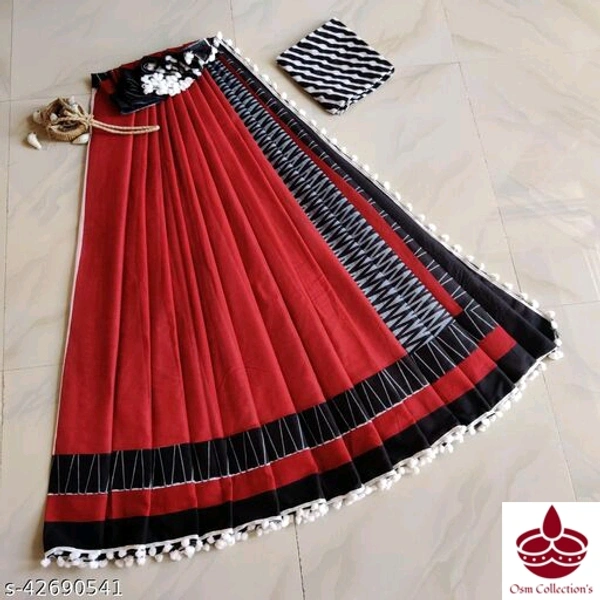 Cotton Saree With Pompom