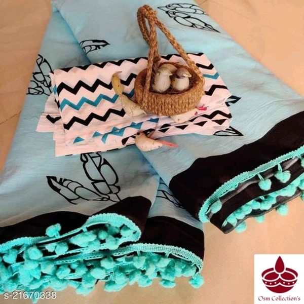 Cotton Saree With Pompom