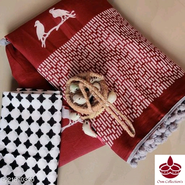 Cotton Saree With Pompom