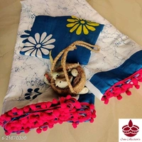 Cotton Saree With Pompom