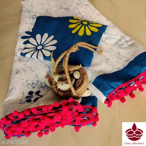 Cotton Saree With Pompom
