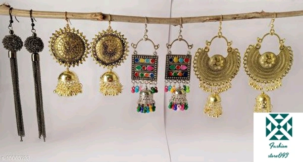 Combo earrings - Golden,black, multicolor, free size