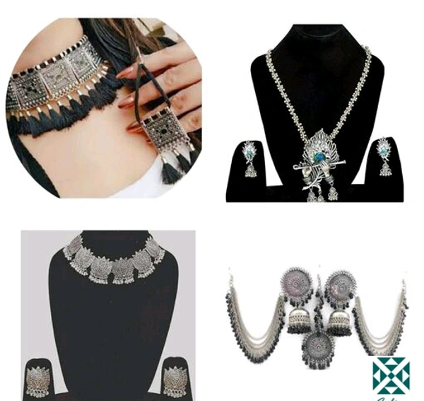 Women Jewellery SetCombo Of 4) - black, silver, free size